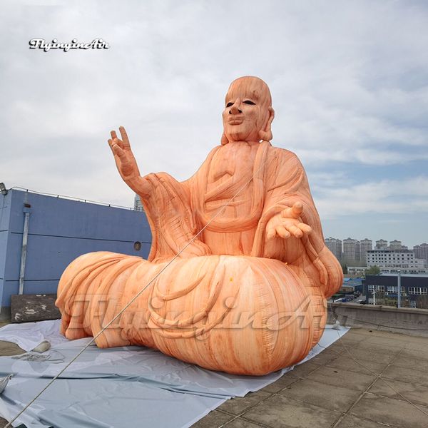 Großer aufblasbarer Buddha, 5 m, personalisierte aufblasbare sitzende Arhat-Steinstatue für Buddhismus-Event