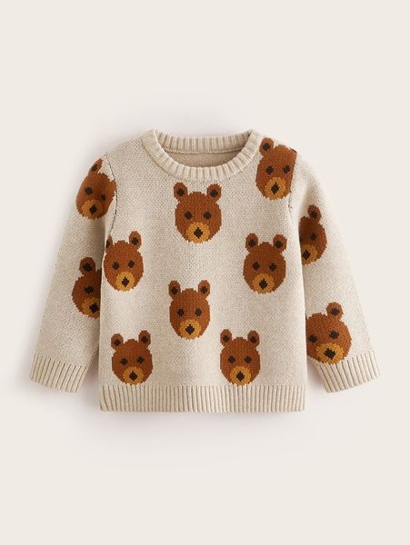 

toddler boys bear pattern sweater she01, Blue