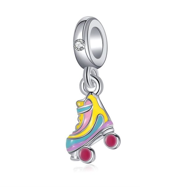 Adatto ai braccialetti originali Pandora 20pcs Charms in argento Perline Pattinaggio sul ghiaccio Scarpa da pattinaggio Argento Perline di fascino per le donne Gioielli collana europea fai da te