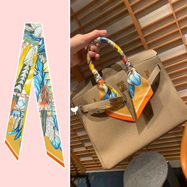 

scarf for women twilly for bags women's long size silk scarves, Blue;gray