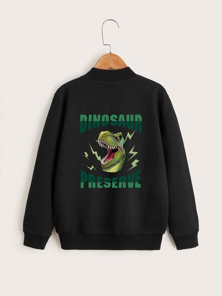 

toddler boys letter & dinosaur print bomber jacket she01, Blue;gray