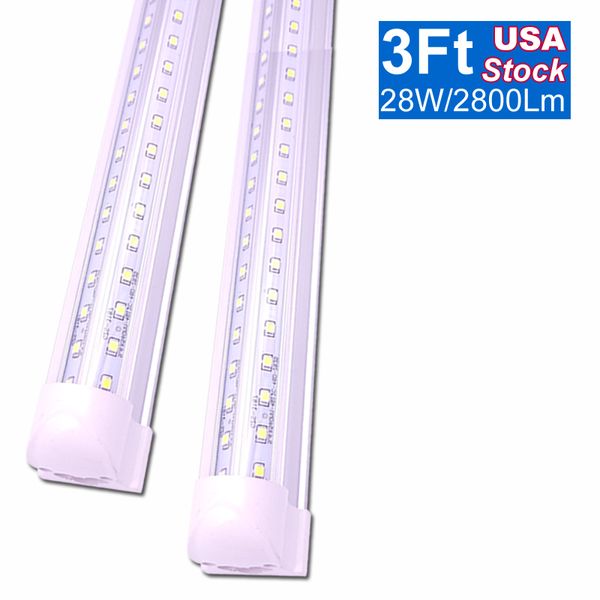 Super Bright White LED Loja Luz 3FT LED Tubo Luzes, 3 '28w Cooler Porta Iluminação 36' 'Linkable Linkable Lâmpadas T8, Teto e Lâmpada de Bar de Taixa Utilitária