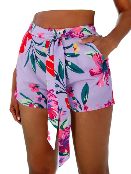 

x terese sydonna floral print knot front shorts x7bi#, White;black