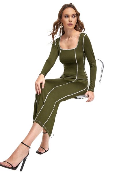 

split back stitching bodycon dress l3tq#, Black;gray