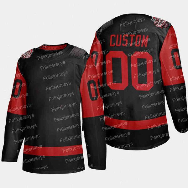 

mens womens youth custom hockey jersey double stitched name and number, Black