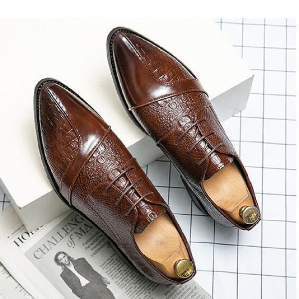 

men dress shoes 2022 new full leather oxford shoes classic retro design foraml shoes da040, Black