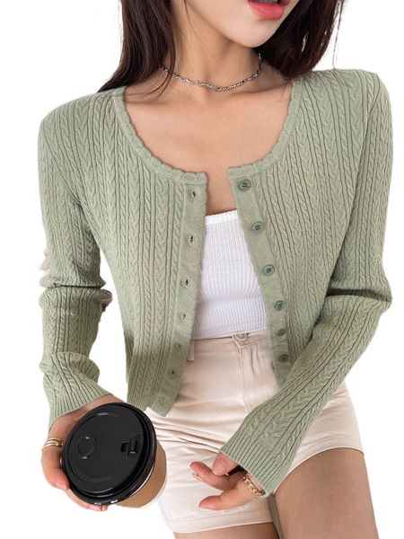 

dazy cable knit button front cardigan q3m7#, White;black