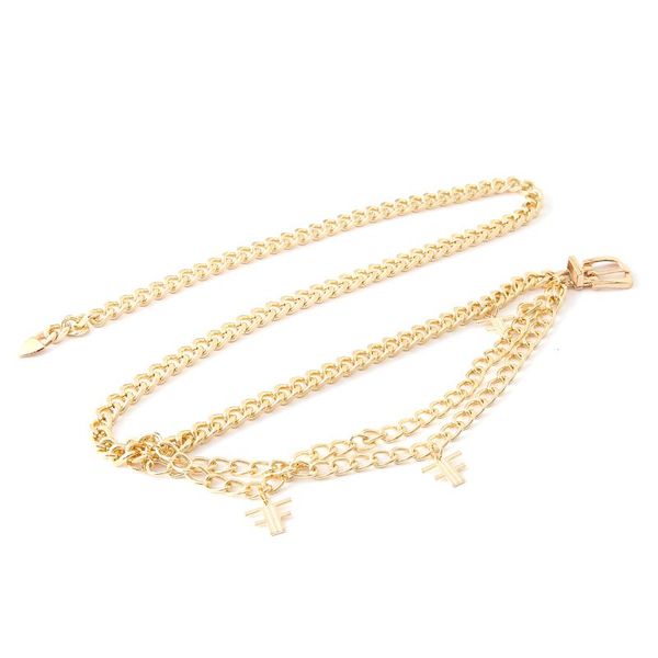 Cintos Moda Gold Metal Plated Chain for Women -Bindes