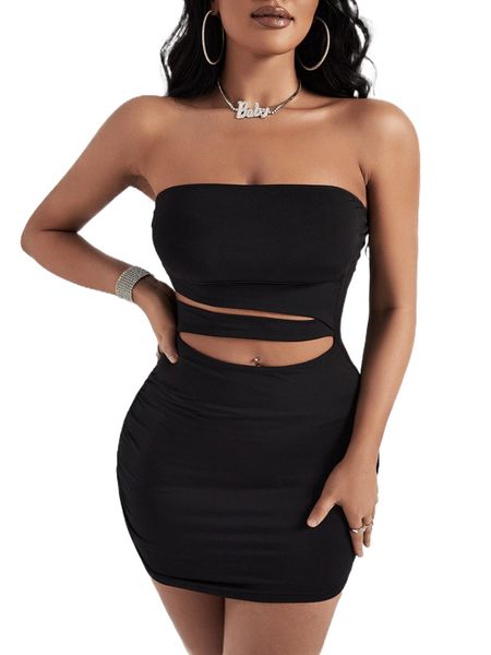 

cut out front tube bodycon dress z4oh#, Black;gray