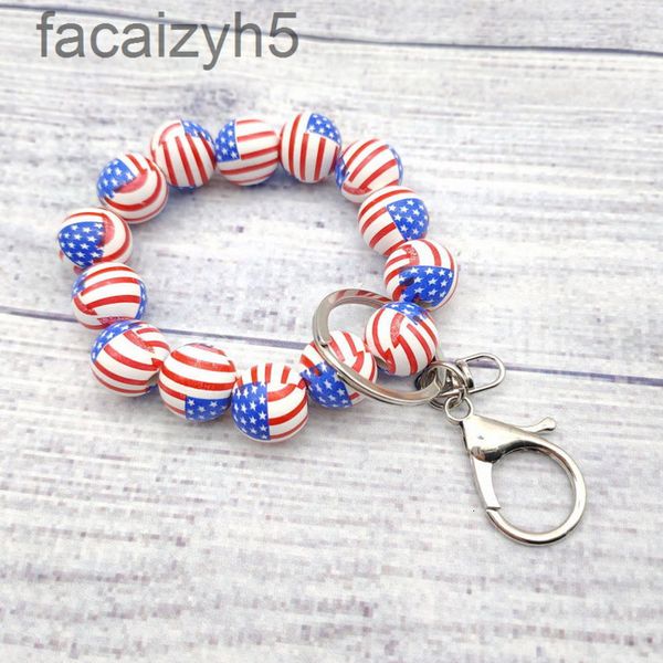 

key rings designer selling american flag football basketball volleyball softball baseball wooden bead bracelet chain pendant7xf9, Slivery;golden