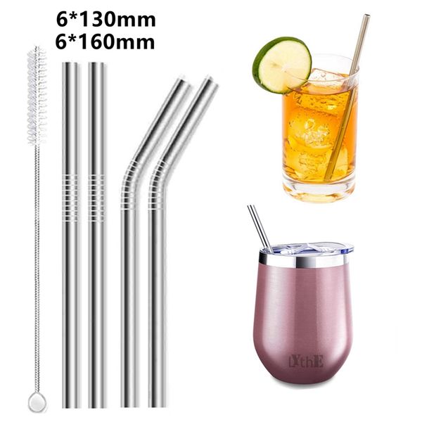 

4pcs short metal straws 304 stainless steel straws eco reusable drinking straws for kids drinkware bar cocktail glasses cup