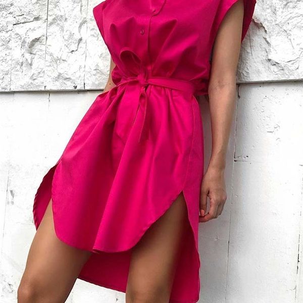 Clacive Fashion Pink Camicia da donna senza maniche Summer Risvolto Camicetta monopetto Ladies Elegante Slim Top Abbigliamento femminile 220704
