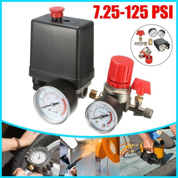 Commuta la valvola di controllo della pressione della pompa del compressore d'aria del regolatore durevole 240V 7,25-125 PSI con GaugeSwitch