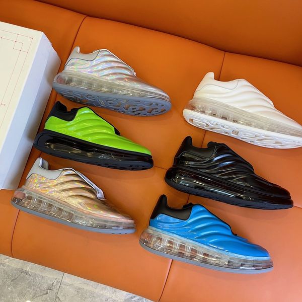 

new leather brand shoes lace up platform casual sneakers with box, Black