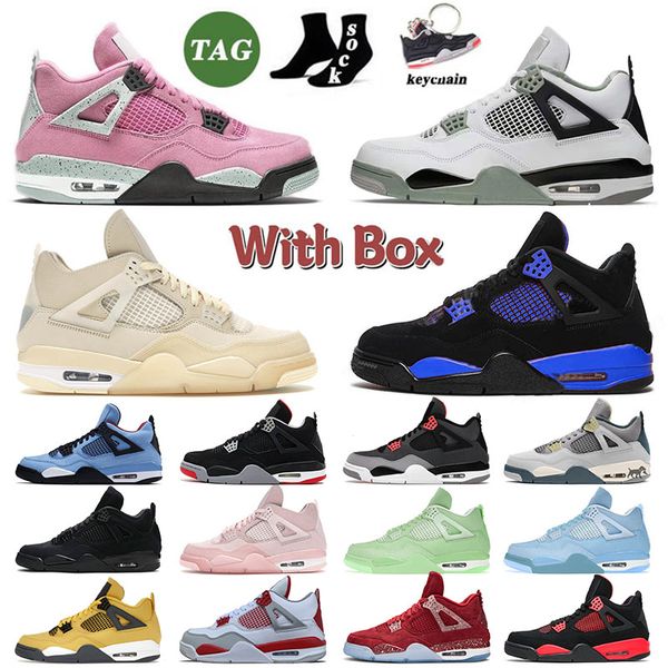 

2022 new jumpman 4 4s iv designer basketball shoes for mens womens sail green pink seafoam blue thunder sb bred military black cat sneakers