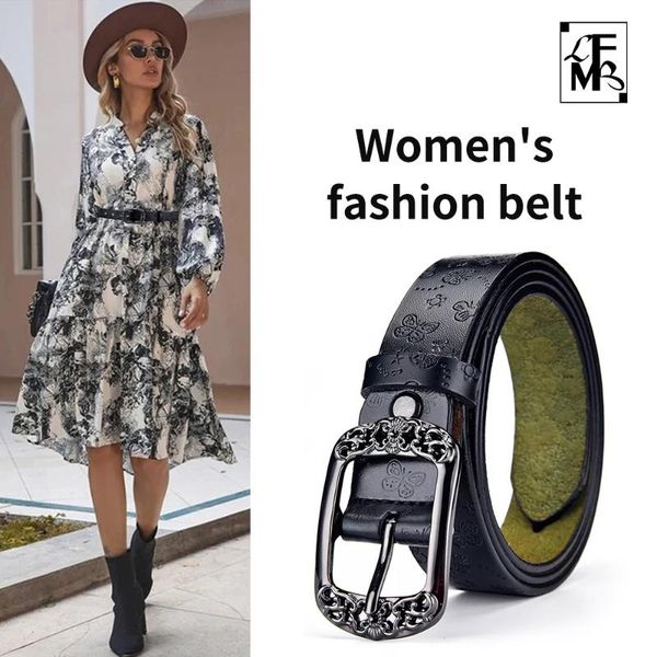 

belts [lfmb]women's belt genuine leather fashion pin buckles fancy vintage trend for women, Black;brown