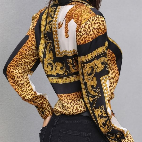 

leopard print knot front long sleeve blouse lj200811, White
