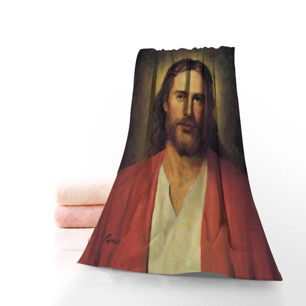 Asciugamano dipinto ad olio casa Gesù Cristo ritratto moda cristiana personalizzato stampato in cotone viso/asciugamani da bagno tessuto in microfibra