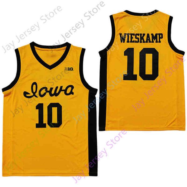

new ncaa college 2020 iowa hawkeyes jerseys 10 wieskamp basketball jersey yellow all stitched, Black