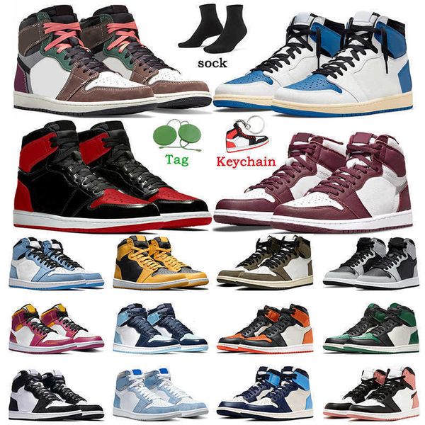 

basketball shoes 1 1s men women trainers hand crafted bordeaux fragment hyper royal bred patent pollen mocha obsidian sports sneakers, Black