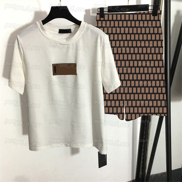 

womens t shirts shorts letters embroidered cotton tees on chest casual elastic knee length pants 2 colors, Black