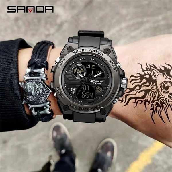 SANDA 739 Sport Mens Orologi Top Brand di Lusso Militare Orologio Al Quarzo Da Uomo Impermeabile S Shock Orologio Maschile relogio masculino 220530