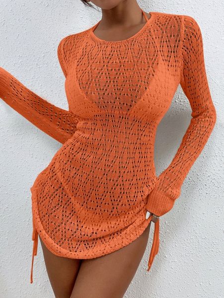 

drawstring long sleeve cover up f5ak#, White;black