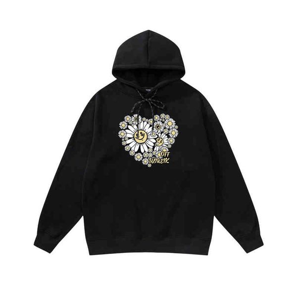

off wireik menswear 350g plush hoodie men's print oversize loose version, Black