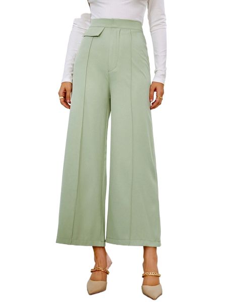 

seam detail wide leg pants s0bl#, Black;white