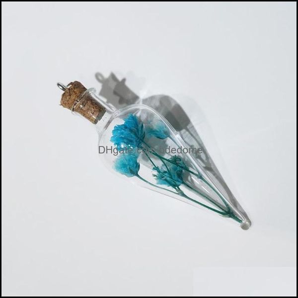 

charms jewelry findings components 1pc pointed bottle pendant colorf dried flower transparent glass for mak dhgyv, Bronze;silver