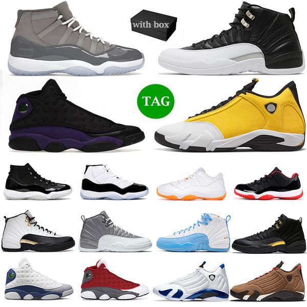 

11 12 13 14 with box basketball shoes men cool grey bred concord playoffs royalty taxi court purple light ginger jumpman 11s 12s 13s 14s spo, White;red