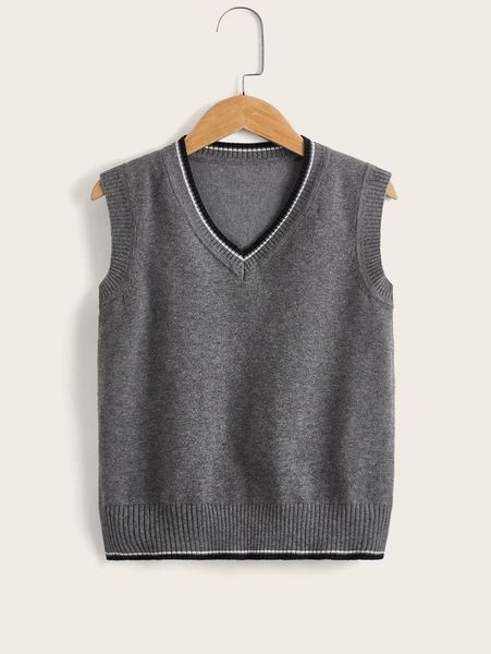 

toddler boys striped trim sweater vest she02, Blue