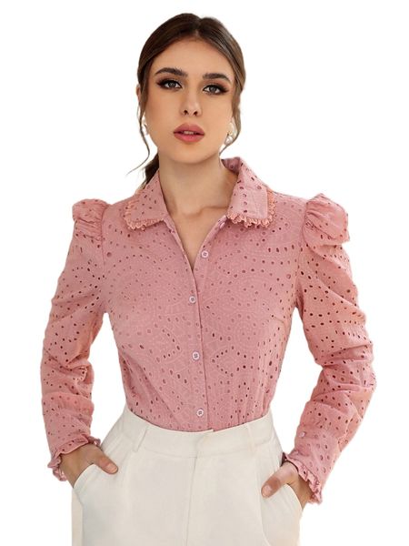 

schiffy l.eg-of-mutton s.leeve b.utton up b.louse m0gq#, White