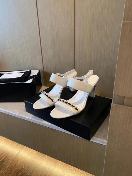 

summer 2022 single track leather lettered high heels fashion thin high heels women's shoes open toe sandals size 35-41 with box, Black