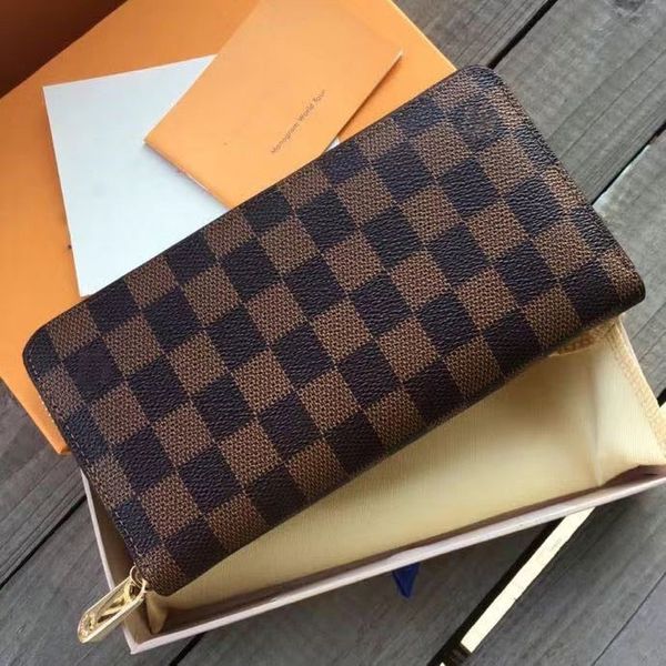 

accessories fashion women wallet genuine leather wallet zipper wallets with box, Silver