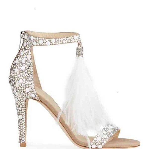 

official quality london viola feather tassel cocktail sandals season crystal-embellished satin shoes n56w, Black