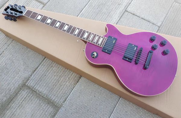 

lp electric guitar, purple tiger stripe,, emg pickups, black accessories, in stock
