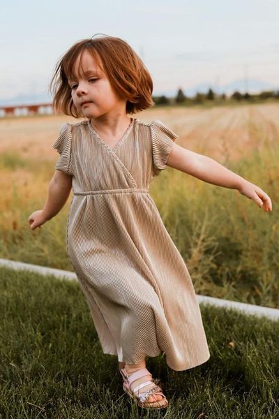 Kız Elbiseleri Kız Bebek Kız Haki Klasik Kısa Kollu Uzun Elbise Yürümeye Başlayan Çocuklar Yumuşak Normal Vestidos Çocuk Kıyafetleri 2 3 4 5 6 Yıl