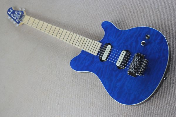 

blue edward van helen wolf music m electric guitar sting ray a flame maple maple neck back cover tremolo