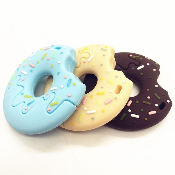 Bebek Silikon Emzik Klipsi Donut Kolye Gıda Sınıfı Teether Çiğneme Toy Donut Teether Kolye Diy El Sanatları Bebek Oyuncaklar