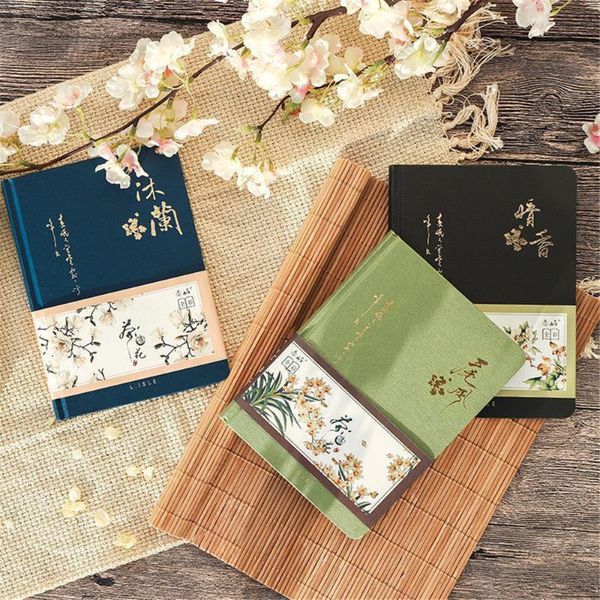 Quaderni 1pc Stile cinese Colore Pagina interna Guscio rigido Notebook Diario Piano Manuale Kawaii Fai da te Conto a mano Materiale decorativo Cancelleria