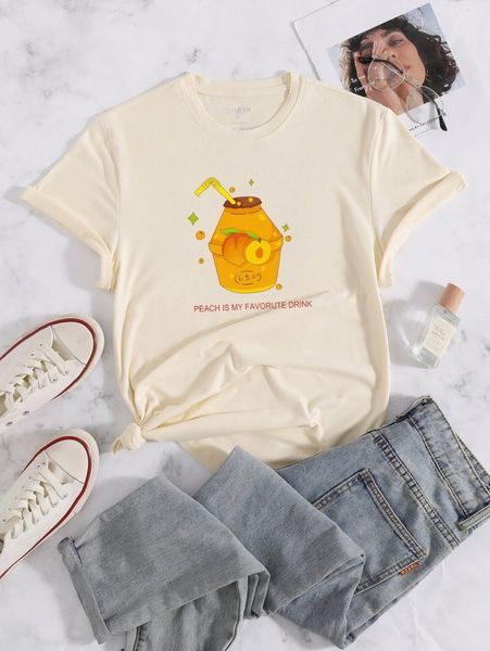 

juice and slogan graphic tee t9nx#, White