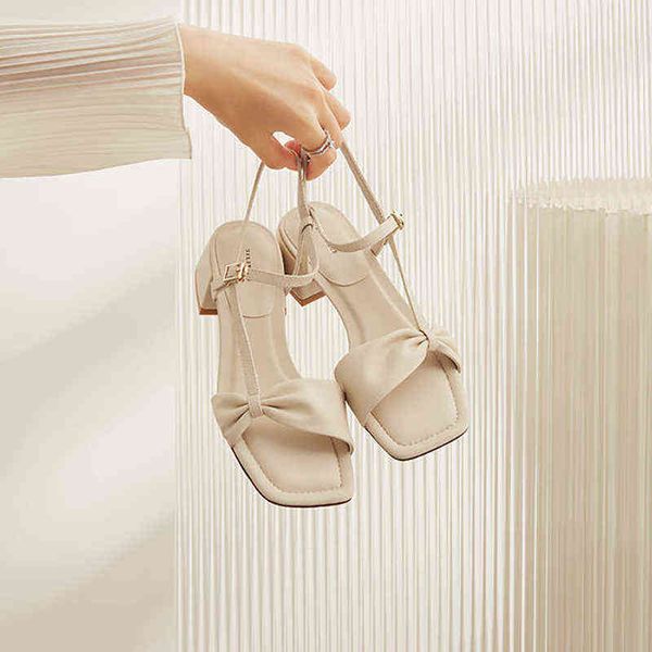 

sandals summer ladies classic high heel women solid color fashion slip on thin 2022 220427, Black