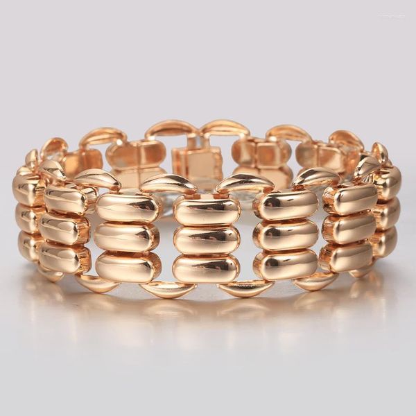 Gliederkette, 23/16 mm breit, großer Armreif, 585er Roségold, rechteckig, Webarmbänder für Frauen und Mädchen, Armband, Modeschmuck, Geschenke, 20 cm, DCB68 Trum