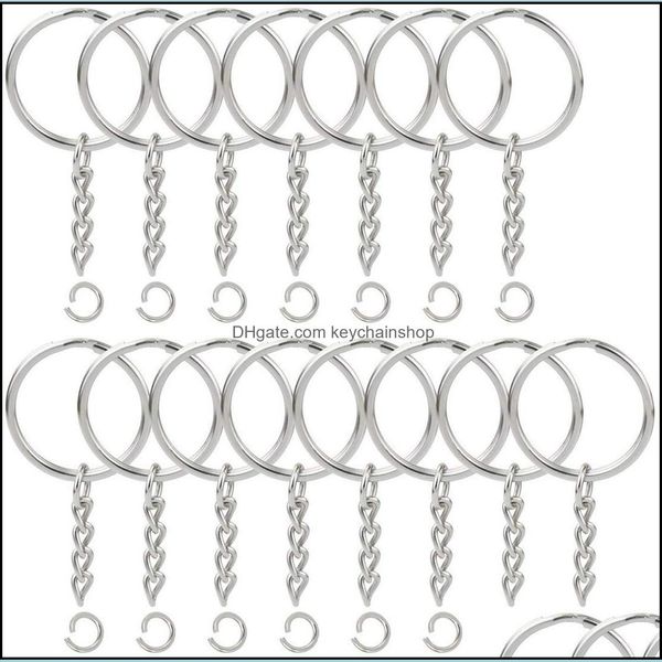 

keychains fashion accessories split key ring with chain nickel plated chain sier color metal keychain rin dhohv, Silver