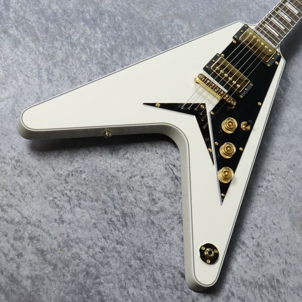 

christian martucci v vintage white electric guitar