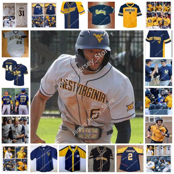

2022 ncaa custom w v u stitched baseball jersey 6 victor scott ii 36 noah short 32 chris sleeper 12 chase smith 41 evan smith 31 tyler strec, Black