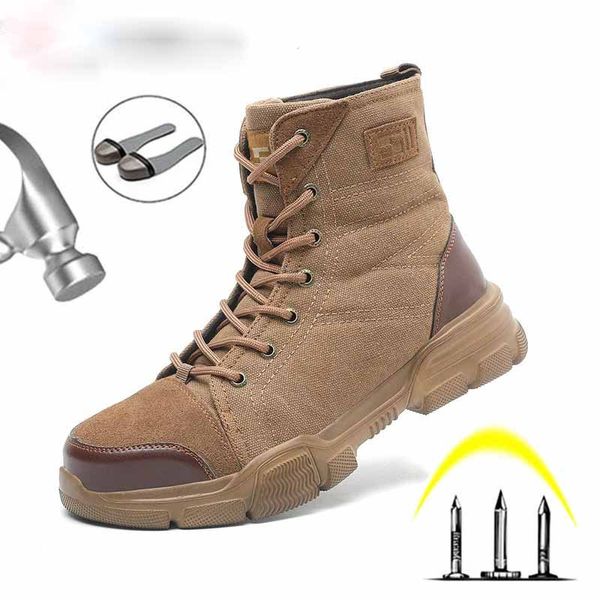 Botas de dedo do pé de aço para homens trabalhos militares sapatos indestrutíveis Sapatos de segurança do exército de combate 36-48