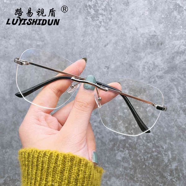 

sunglasses blue light proof net red eye spectacle frame less edge cutting flat lens myopia 83wd, White;black