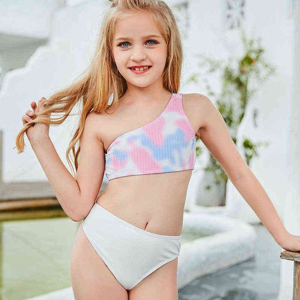 

bikini children's swimsuit girls split two-piece swimsuit, White;black